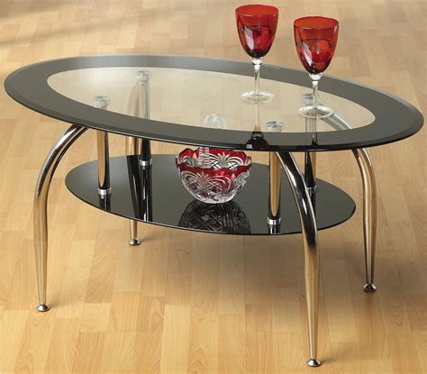 Caravelle Black Glass Coffee Table With Chrome Legs