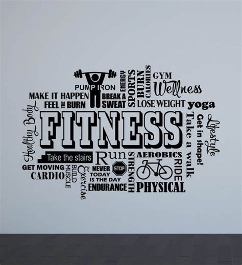 Fitness Wall Decal 33x22 Poster Motivational Sign Quote Gym Word Cloud