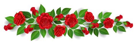 Horizontal Banner With Red Rose Garland Stock Vector Illustration Of