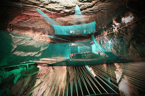 Massive Underground Trampolines Are Suspended Within A Welsh Mining Cavern