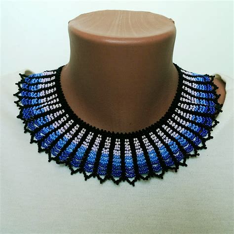 Collar Beaded Gradient Collar Necklace Handmade Beads Necklace Etsy Uk