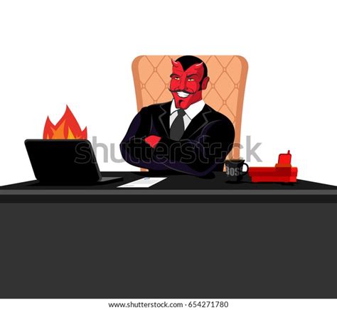 Satan Boss Sitting Office Devil Workplace Stock Illustration 654271780