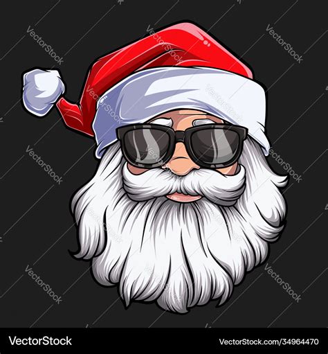 Christmas Santa Claus Face With Sunglasses Vector Image
