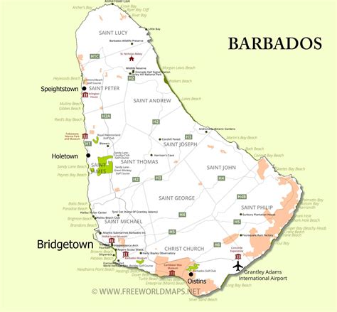 Barbados Map Geographical Features Of Barbados Of The Caribbean Freeworldmaps Net