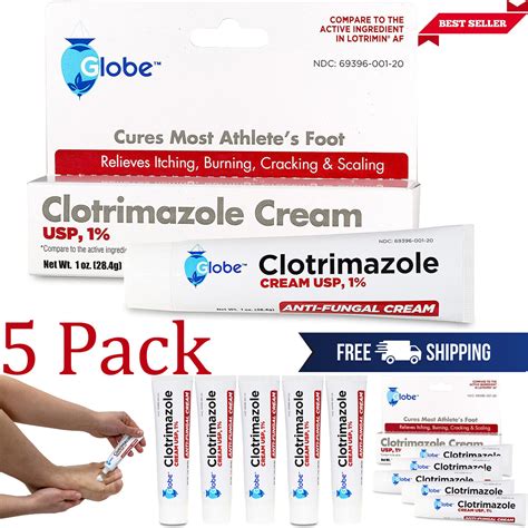 5 Pack Anti Fungal Cream Cure Athletes Foot Jock Itch And Ringworm