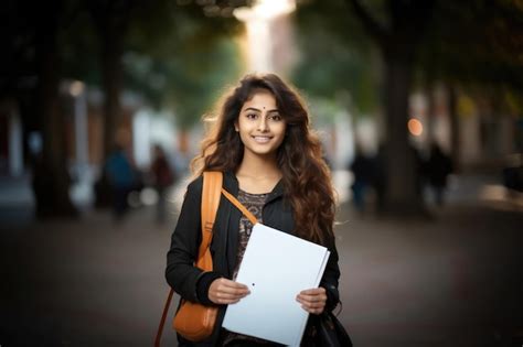 Premium Ai Image Pretty Indian College Girl At The University