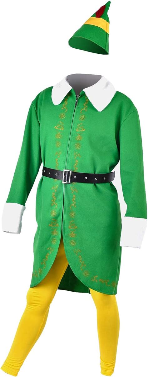 Buddy Elf Costume Christmas Cosplay Coat Pants Hat Belt Full Set