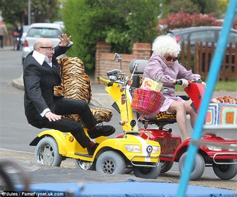 Harry Hill Is Pushed Off His Mobility Scooter By Julie Walters While Filming Madcap Scene For