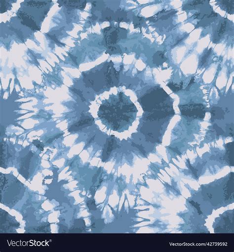 Blue Tie Dye Traditional Circular Repeat Pattern Vector Image