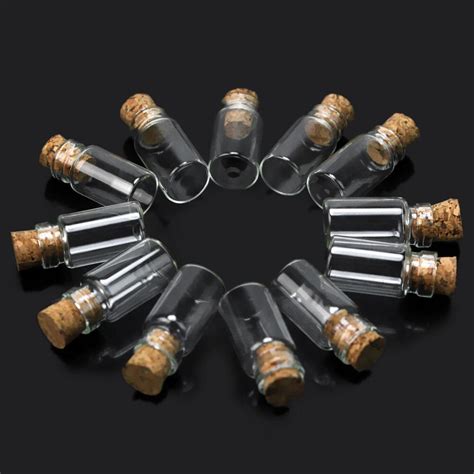 10pcs Cute Mini Clear Empty Cork Stopper Glass Bottles Seeds Beads Storage Wishing Message Vials