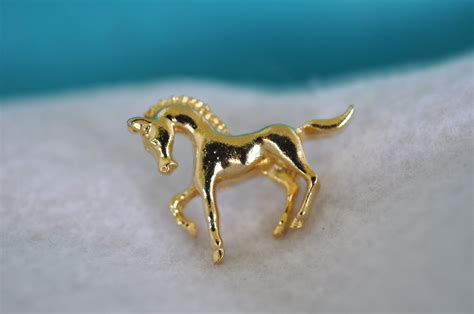 Vintage Horse Pin Gold Tone Horse Brooch Equestrian Jewelry