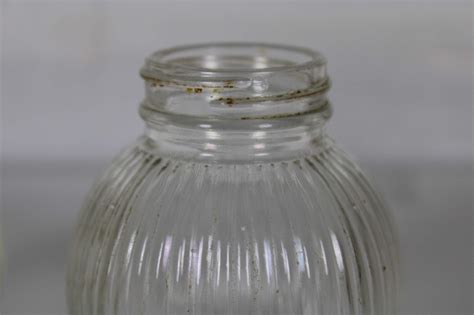 Antique Hazel Atlas Glass Co Clear Fluted Shakers Metal Lid