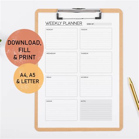 Editable And Fillable Weekly Planner Printable An Efficient Way To Keep