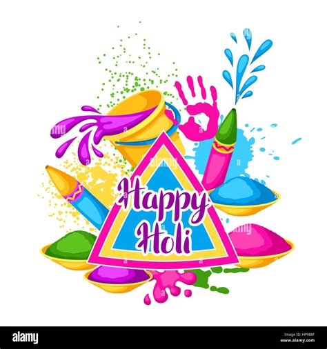 Happy Holi Colorful Background Illustration Of Buckets With Paint
