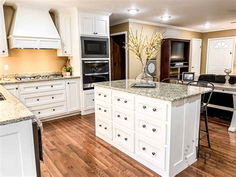 If possible, take one of your cabinet doors to a local paint retailer and talk. Kitchen Cabinets in Sherwin Williams Dover White - Painted ...