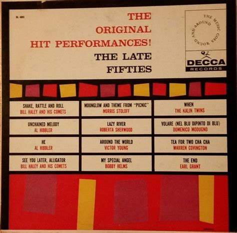 Various The Original Hit Performances The Late Fifties Mint Lp R Shuga Records