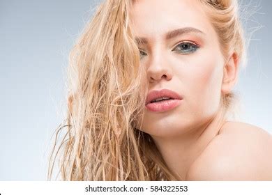 Portrait Sensual Naked Woman Makeup Looking Stock Photo