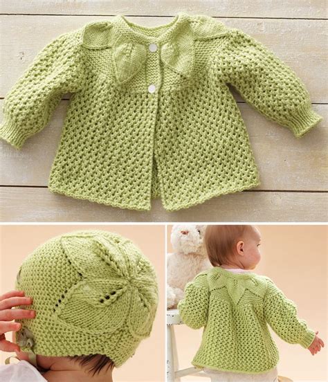Free patterns and models knitting and crochet for women, men and children. Free Knitting Pattern for Leaf and Lace Baby Set - Baby ...