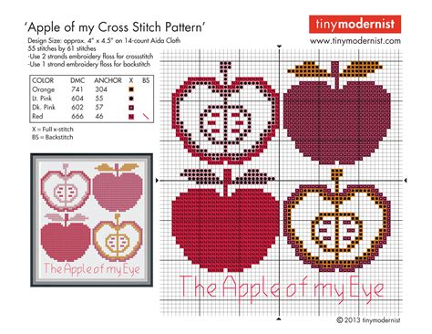 I hope you enjoy sewing it. Free Cross Stitch Pattern: Apple of my Eye | Tiny ...