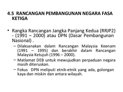 Pembangunan ekonomi selama lima tahun (19661970) ini membabitkan seluruh malaysia termasuksabahdansarawak. PENGAJIAN MALAYSIA: RANGKA RANCANGAN JANGKA PANJANG (RRJP ...