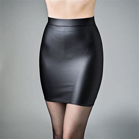 Skintight Matte Leather Look Miniskirt Spandex Black
