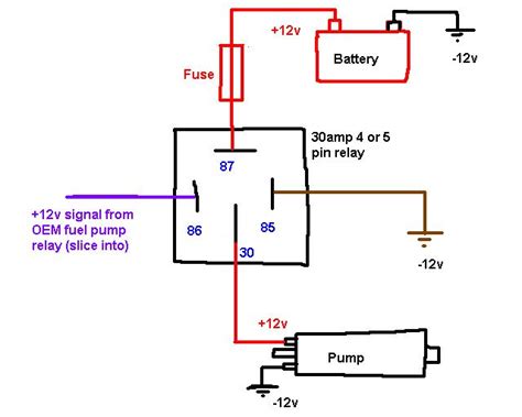 How To Wire Up A Relay For A Fuel Pump Wiring Draw And Schematic