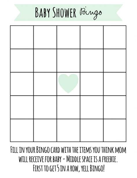 Free Printable Baby Shower Bingo Frugal Fanatic With Blank Bingo Card
