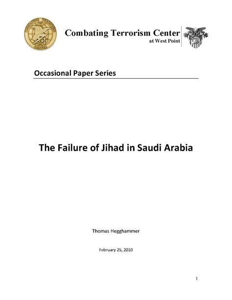 The Failure Of Jihad In Saudi Arabia Combating Terrorism Center At