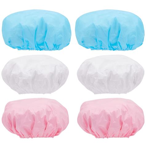 Pack Shower Caps For Women Lined Bath Bouffants In White Blue Pink
