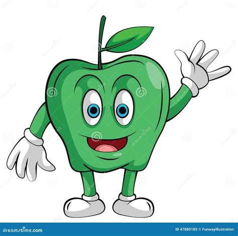 Mascot Green Apple Smile Stock Vector Illustration Of Dieting 47880185