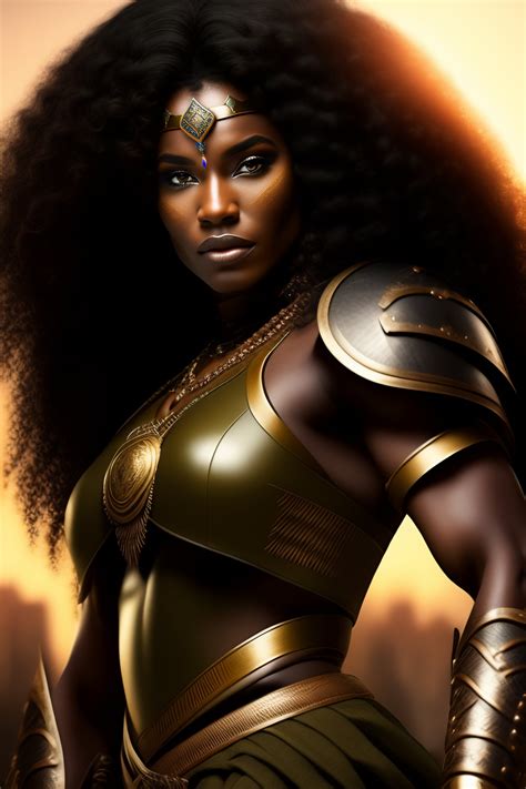 Lexica Amazon Warrior Black Woman Very Curly Hair High Quality Olive Amazon Warrior Fighting