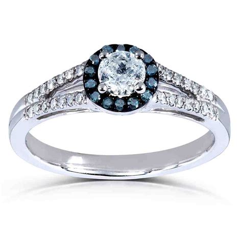 Blue Diamond Halo Engagement Ring Wedding And Bridal Inspiration