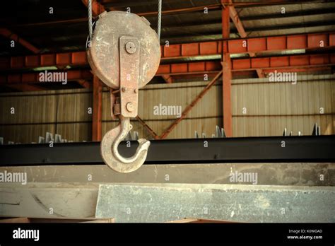 Inside The Factory Overhead Crane Hook Closeup Stock Photo Alamy