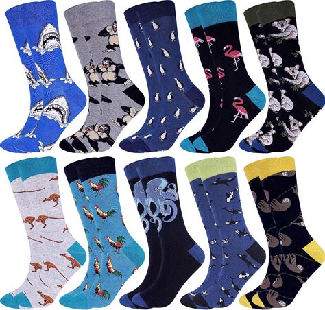 Jeasona Mens Socks Pack Cotton Funny Funky Novelty Cool Crazy Dress