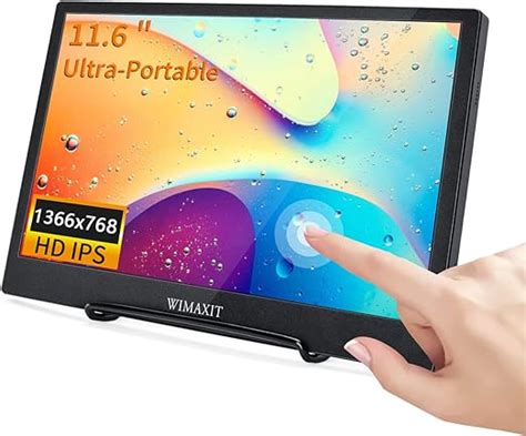 Wimaxit 12inch Portable Monitor Dual Usb Type C Touchscreen