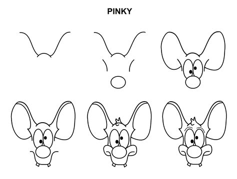 Step By Step Tutorial To Draw Pinky From The Show Pinky And The Brain