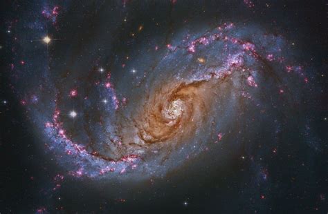 Los brazos espirales parecen surgir del final de la barra mientras en las. Em Mim Serenamente - 2 | Galáxia espiral, Telescópio ...