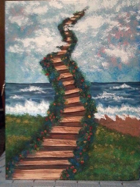 14x11acrylic Painting On Canvas Board Stairway To Heaven Canvas Art