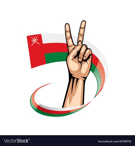 Oman Flag And Hand On White Background Royalty Free Vector