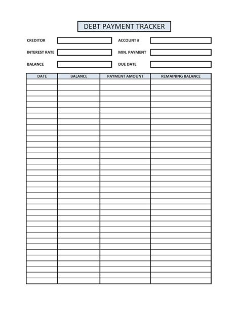 Debt Payment Tracker Template Printable Pdf Etsy