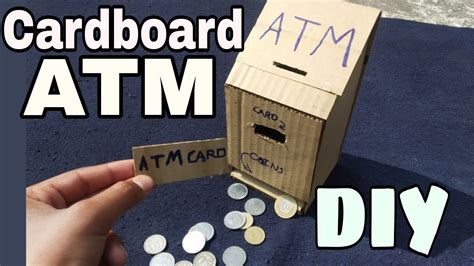 how to make cardboard atm homemade cardboard atm diy cardboard atm youtube