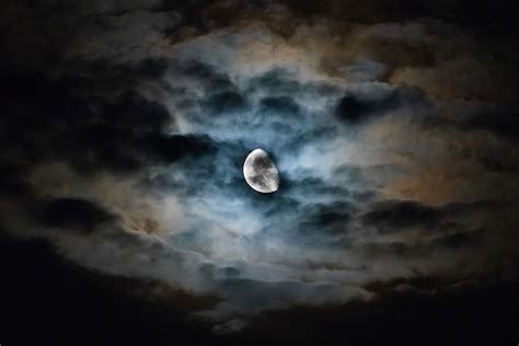 Hd Wallpaper Long Exposure Photography Of Moon And Clouds Night Sky