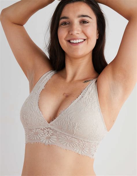 Aerie Happy Lace Padded Plunge Bralette