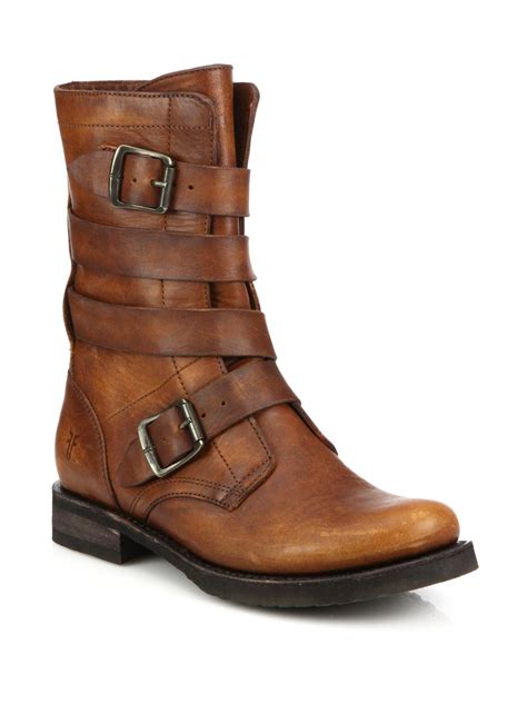 Visit sheplers.com for a great selection of men's frye boots from the brands you trust and at guaranteed lowest prices. Frye Veronica Buckle Leather Boots in Cognac (Brown) - Lyst