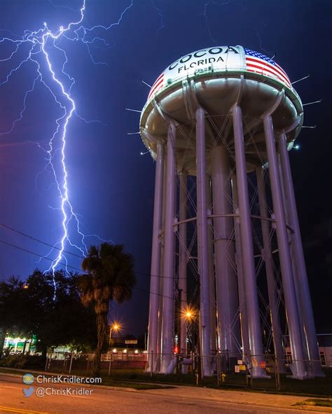 Chris Kridler Sky Diary Dazzling Water Tower Lightning Cocoa Florida
