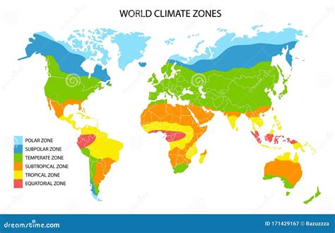 World Climate Zones Map Vector Geographic Infographics Stock Vector