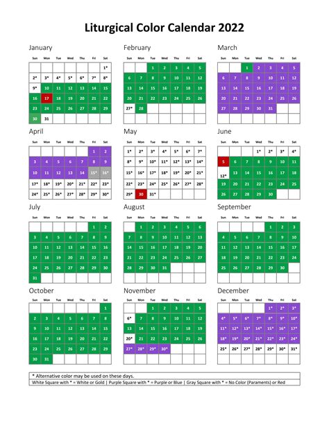 Liturgical Color Calendar 2022 By United Methodist Publishing House