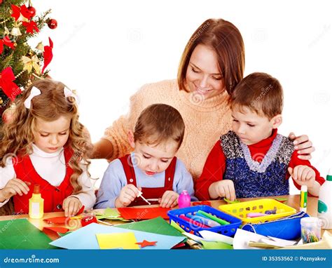 Kids Making Decoration For Christmas Stock Photo Image Of Holiday