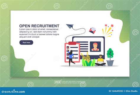 Landing Page Template Of Open Recruitment Modern Flat Design Concept