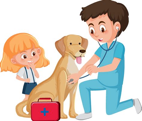 Veterinary Doctor And Dog On White Background 2070019 Vector Art At
